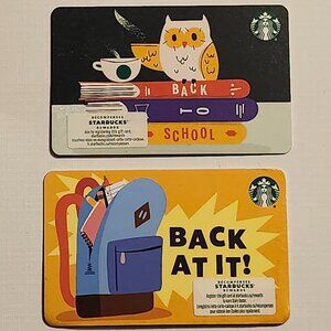 CUTE STARBUCKS BACK TO SCHOOL Themed Gift Cards OWL Backpack Starbucks